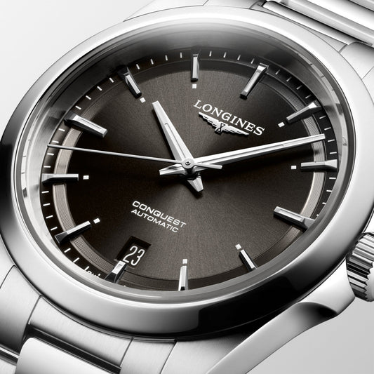 Longines orologio Conquest 38mm nero automatico acciaio L3.720.4.52.6