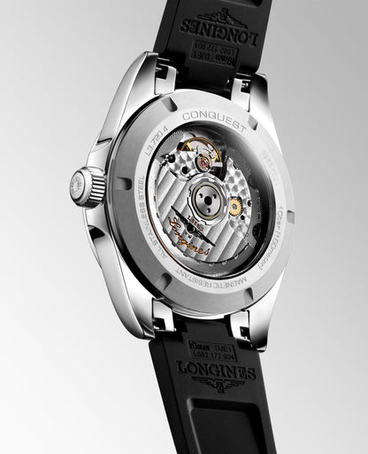 Longines orologio Conquest 38mm nero automatico acciaio L3.720.4.52.9