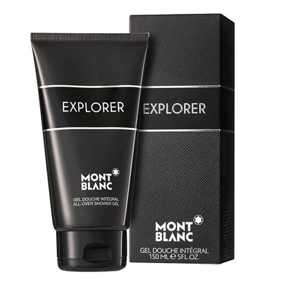 Montblanc explorer gel douche integral 150ml in tubo nero elegante con scritta argento e confezione nera texturizzata