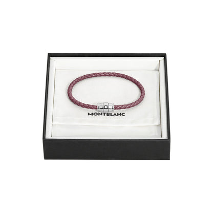 Montblanc bracciale in pelle meisterstück cassis bordeaux con chiusura in metallo argento in confezione regalo elegante