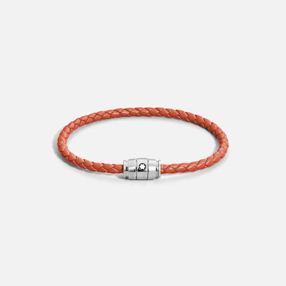 Montblanc bracciale in pelle meisterstück cayenne arancione con chiusura magnetica in acciaio e logo montblanc