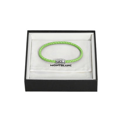 Montblanc bracciale in pelle meisterstück lime intrecciata con chiusura in acciaio in confezione regalo elegante