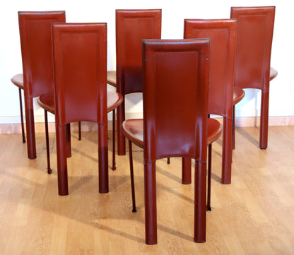 Set di 6 sedie Lara, Giorgio Cattelan per Cattelan Italia, pelle bordeaux