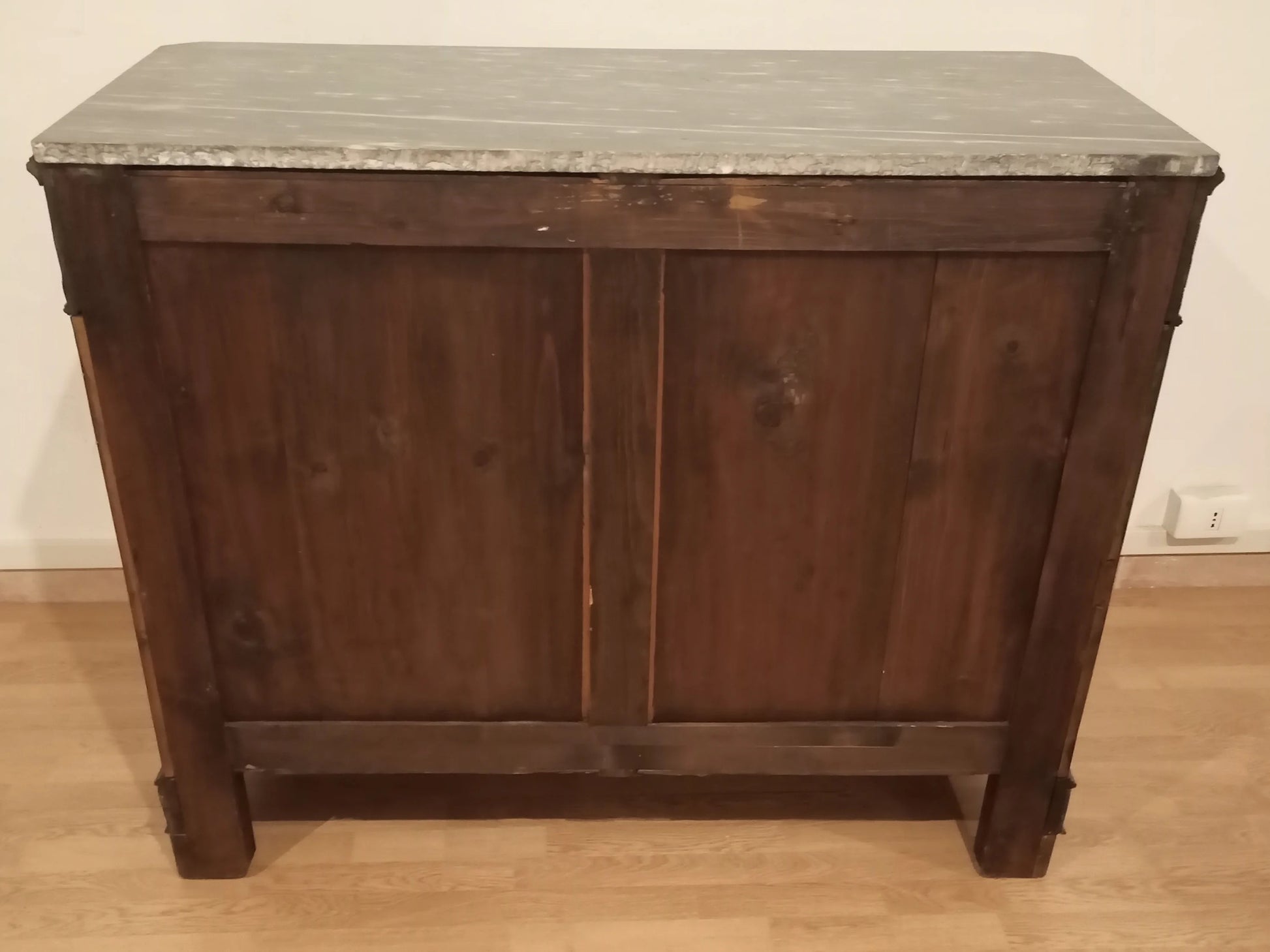 Comò cassettone cassettiera xix secolo in legno di noce con piano in pietra o marmo, cassettiera classica elegante