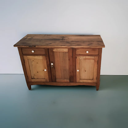 Credneza bassa pino rustica italia in legno con cassetti e ante fine xix secolo