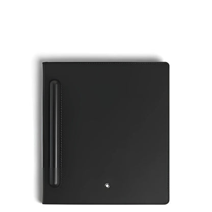 Nero montblanc digital paper folio cover in pelle con design minimale e logo argentato montblanc digitale