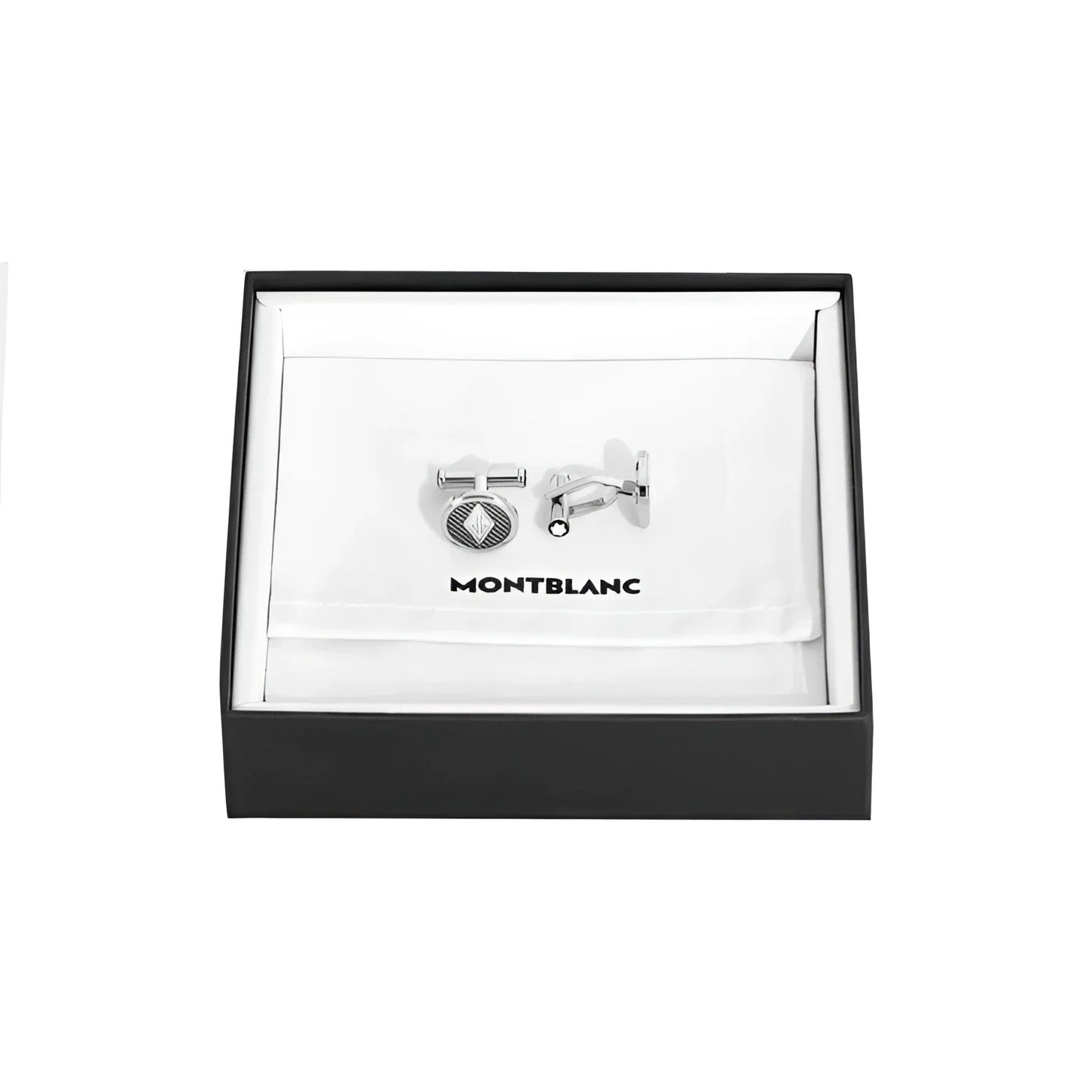 Gemelli montblanc in acciaio silver con motivo a rombi lucido great characters homage the great gatsby