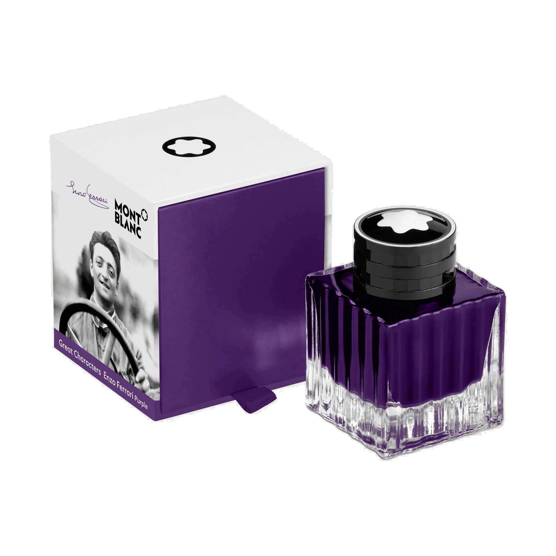 Boccetta dinchiostro montblanc enzo ferrari special viola 50ml con corpo in vetro sfaccettato e tappo nero