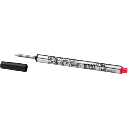 Montblanc refill rosso modena con corpo metallizzato argento e cappuccio heritage collection nero per roller sistema senza cappuccio