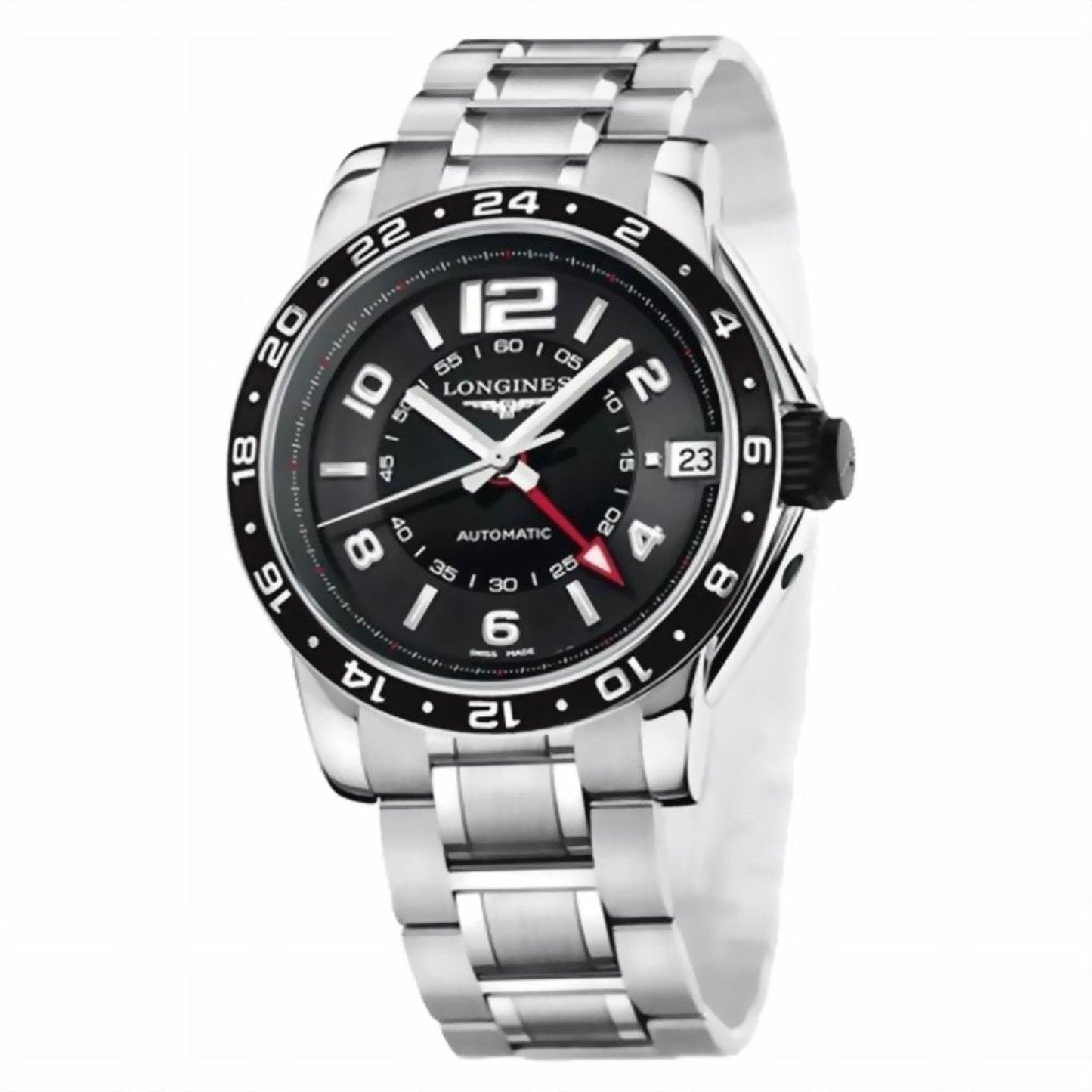 Longines orologio Admiral GMT 42mm nero automatico acciaio L3.668.4.56.6