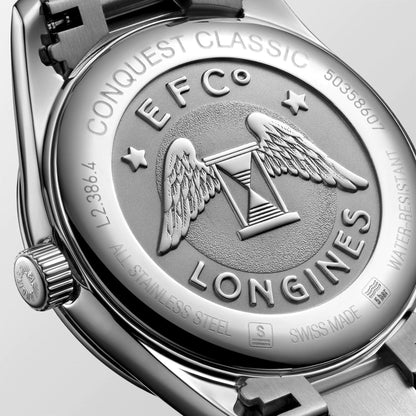 Longines orologio Conquest Classic 34mm madreperla nera acciaio quarzo L2.386.4.88.6