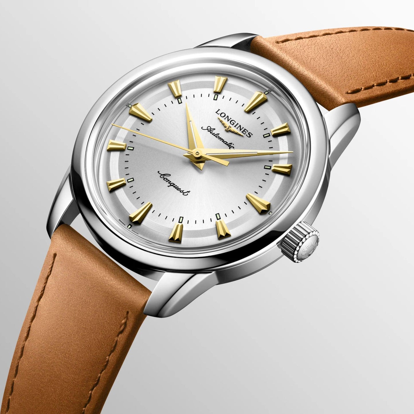 Longines orologio Conquest Heritage 38mm argento automatico acciaio L1.649.4.72.2
