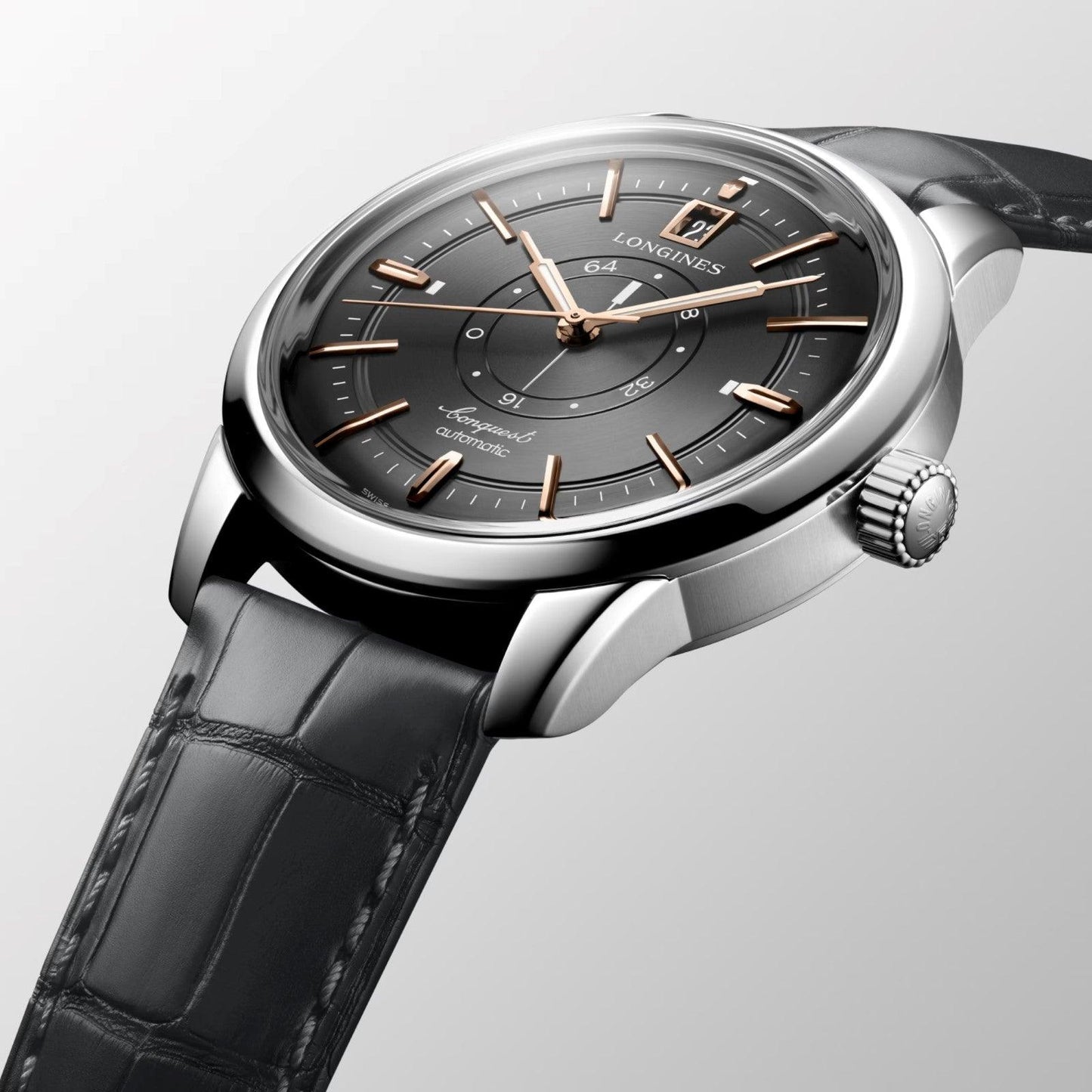Longines orologio Conquest Heritage Central Power Reserve 38mm antracite automatico acciaio L1.648.4.62.2