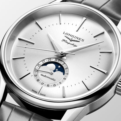 Longines orologio Flagship Heritage Moonphase 38,5 mm argento automatico acciaio L4.815.4.72.2