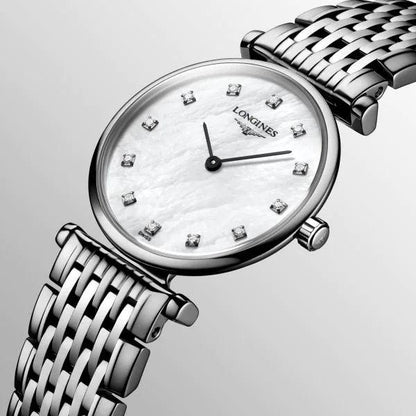 Longines orologio La Grande Classique 24mm madreperla diamanti acciaio quarzo L4.209.4.87.6