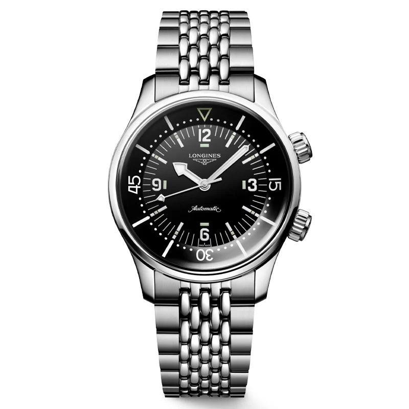 Longines orologio Legend Diver 39mm nero automatico acciaio L3.764.4.50.6