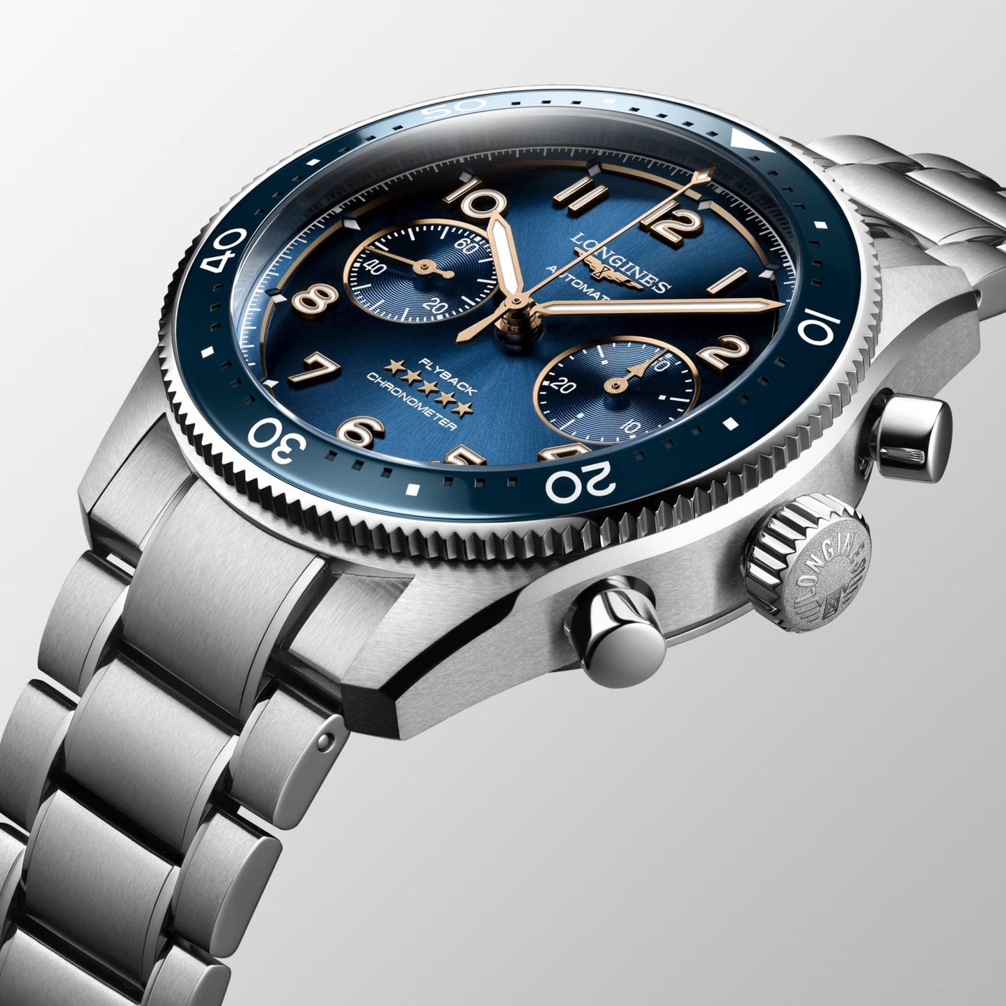 Longines orologio Longines Spirit Flyback 42mm blu automatico acciaio L3.821.4.93.6