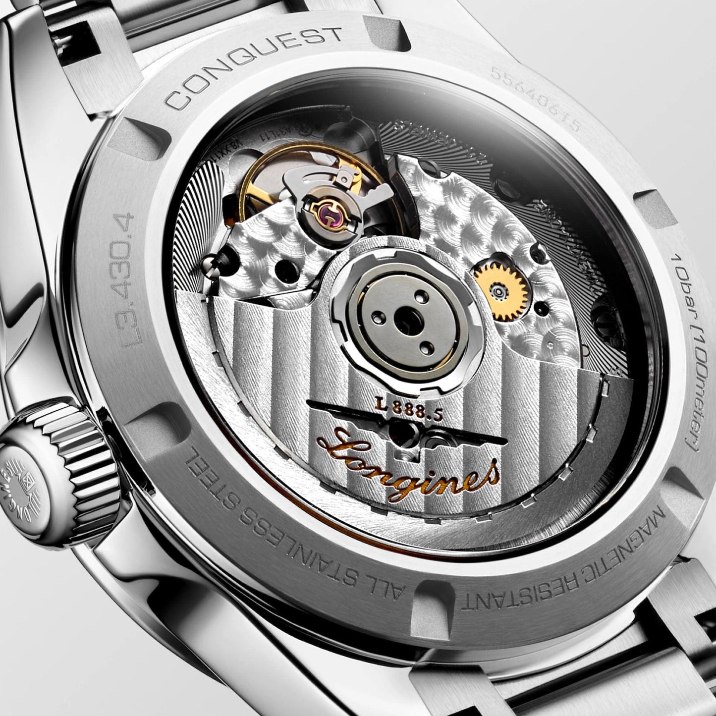 Longines orologio New Conquest 34mm blu automatico acciaio L3.430.4.97.6
