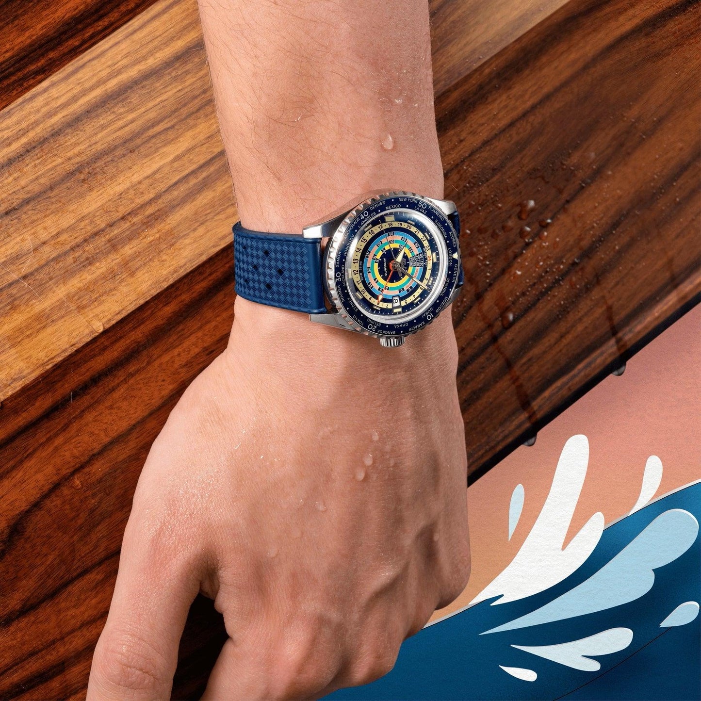 Mido orologio Ocean Star Decompression Worldtimer Special Edition 40mm blu automatico acciaio M026.829.17.041.00