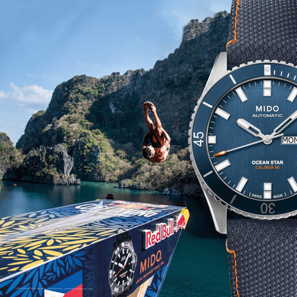 Mido orologio Ocean Star Red Bull Cliff Diving limited edition 500pz 42mm blu automatico acciaio M026.430.17.041.00
