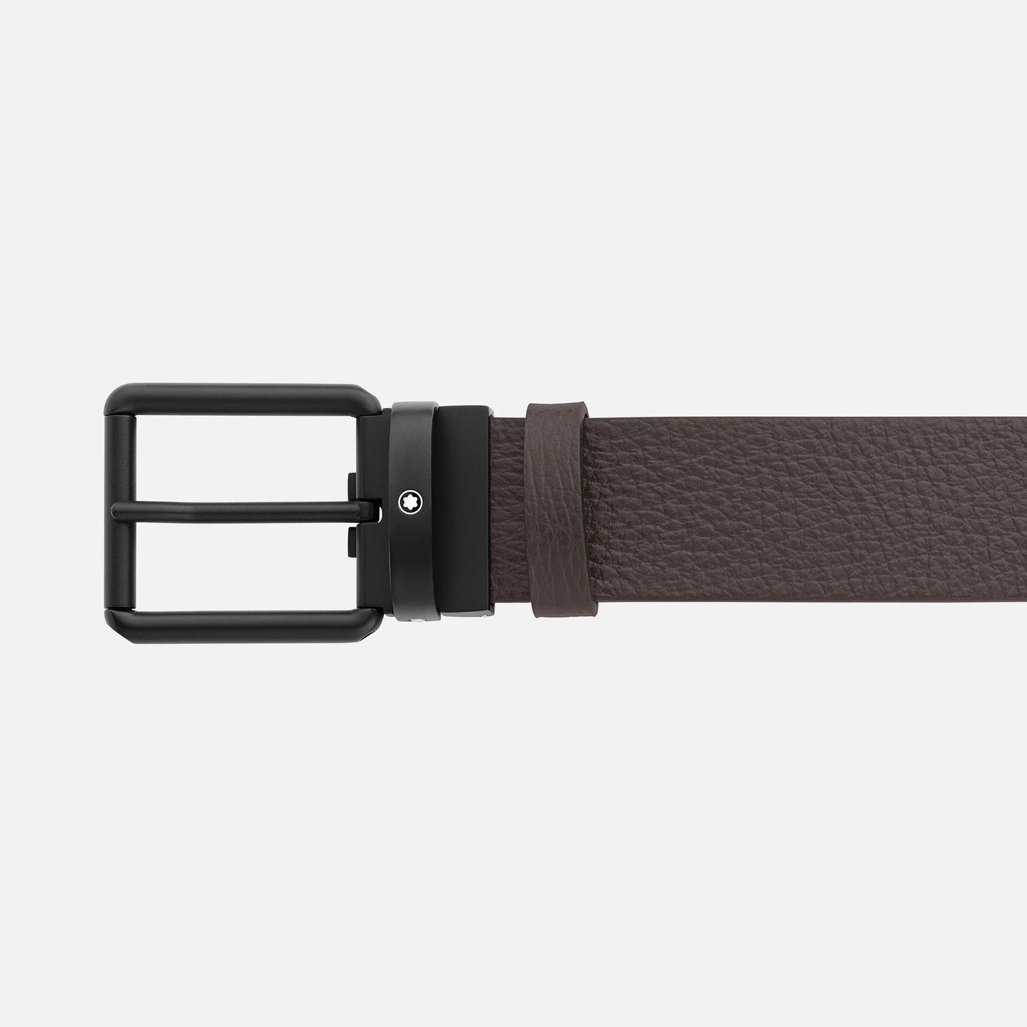 Montblanc cintura 35mm fibbia PVD nero pelle reversibile nero/marrone 131187
