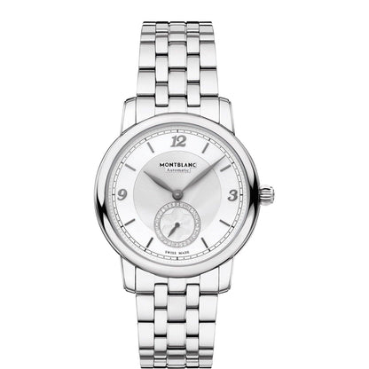 Montblanc orologio Star Legacy Small Second 36mm argento diamanti automatico acciaio 118511