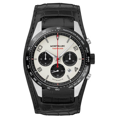 Montblanc orologio Timewalker Chronograph 43mm argento automatico acciaio ceramica nera 118489