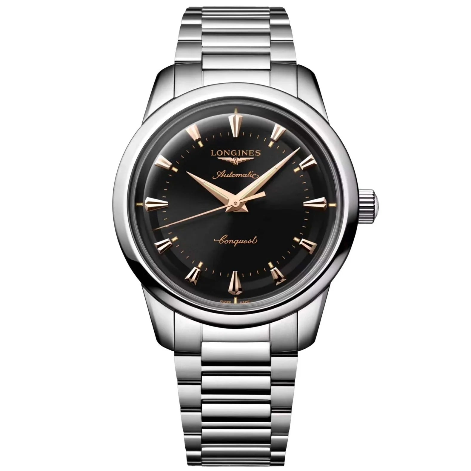 Longines orologio heritage 40mm nero acciaio automatico con materiale acciaio inossidabile e protetto dall’ufficio federale svizzero