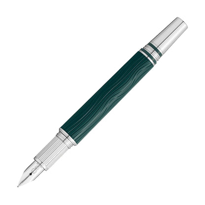 Montblanc stilografica starwalker polargreen doué punta m 132906 verde scuro con finitura platino e impugnatura ondulata