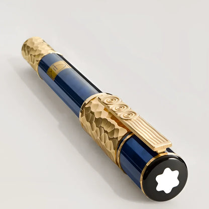 Stilografica montblanc masters of art homage to gustav klimt con corpo blu lacca e dettagli dorati finemente incisi