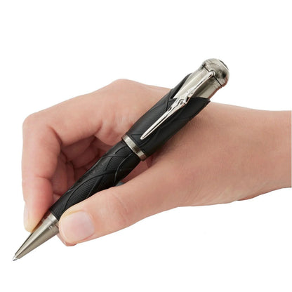 Montblanc penna a sfera writers edition homage to brothers con incisioni fogliae e clip metallica elegante nera