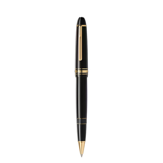 Montblanc roller meisterstuck gold-coated legrand 132454 in pregiata resina nera con finiture oro lucide