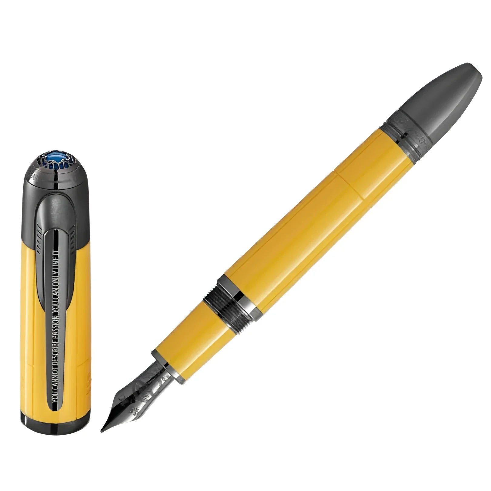 Penna stilografica montblanc great characters enzo ferrari giallo modena con dettagli neri e pennino argento