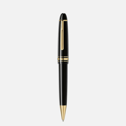 Montblanc penna a sfera meisterstück legrand in pregiata resina nera con dettagli finitura oro e design elegante