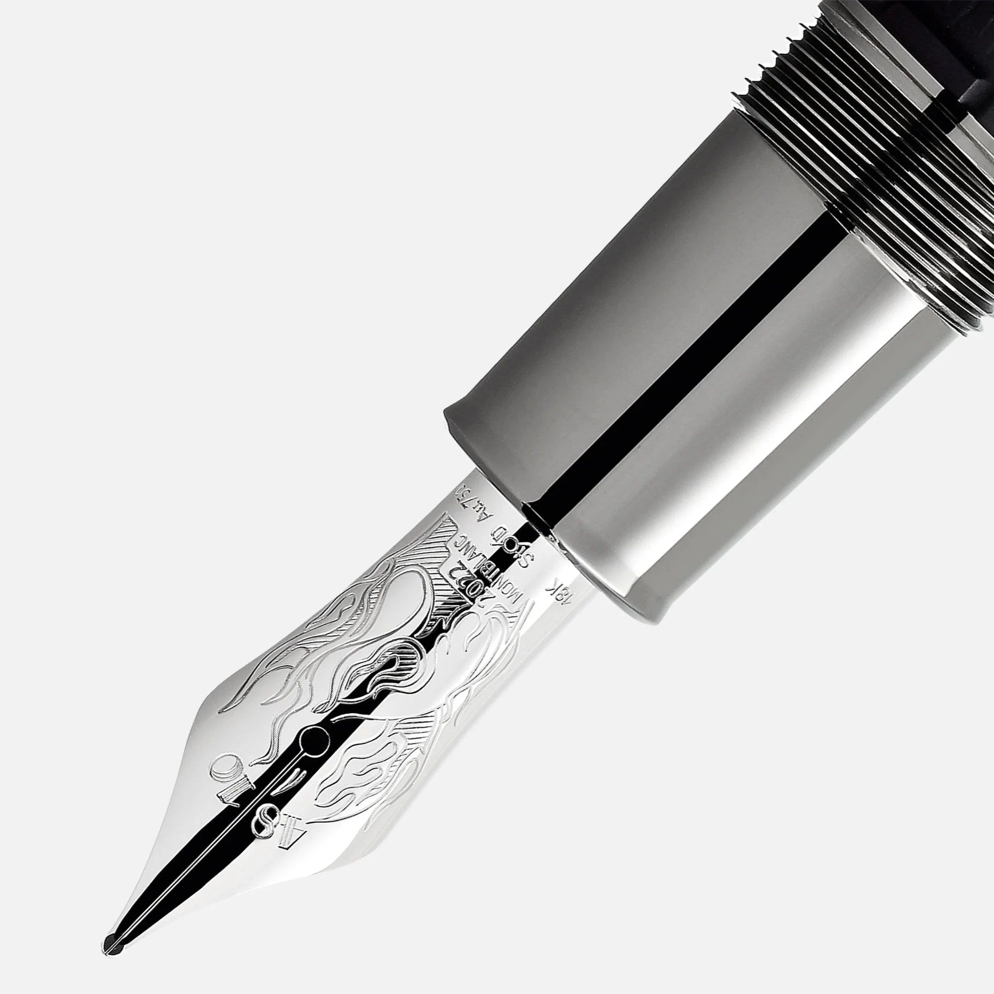 Nib stilografica in argento con incisioni dettagliate montblanc writers edition fratelli grimm limited edition