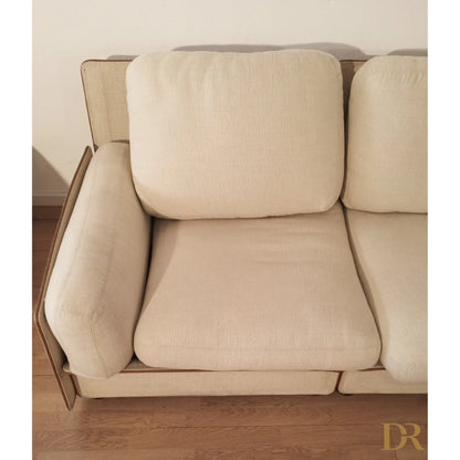 Crema divano modulare in pelle con bracciolo di riccardo arbizzoni modello redifiori set per zanotta 1978