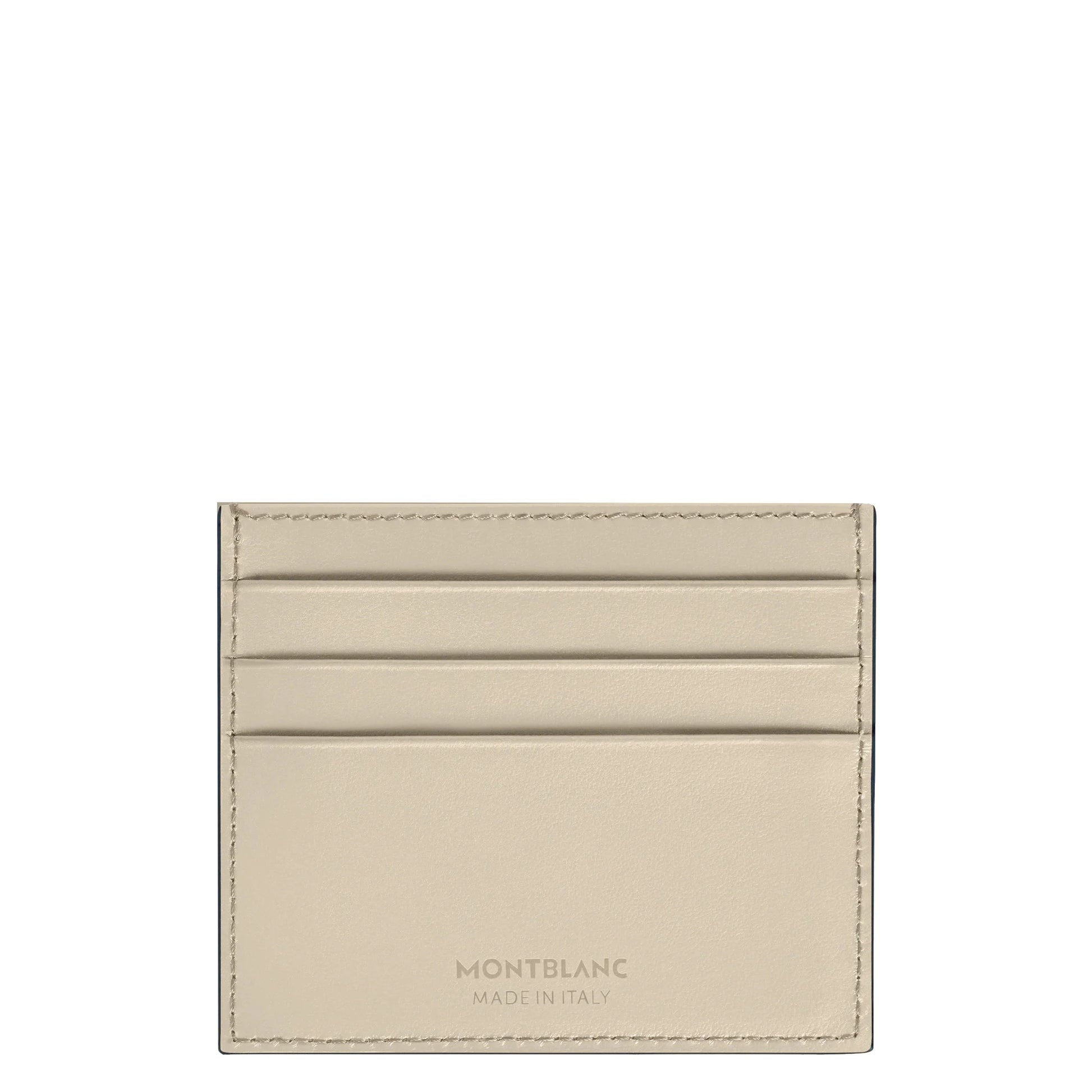 Beige leather porta carte meisterstück with four horizontal slots and matching stitching in beige nuvolato finish