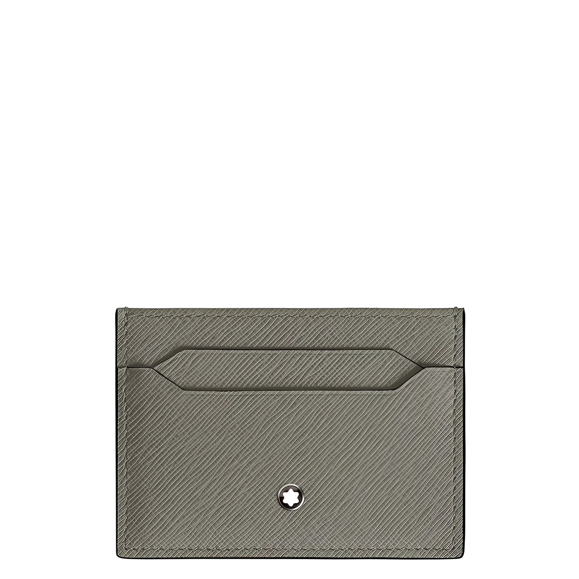 Montblanc porta carte sartorial grigio medio in pelle stampa saffiano con portacarte grigio e stella argentata