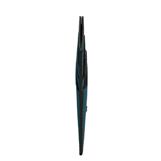 Portacarte montblanc blu legion 198755 in pelle verde petrolio con profilo sottile e cuciture evidenti ai bordi