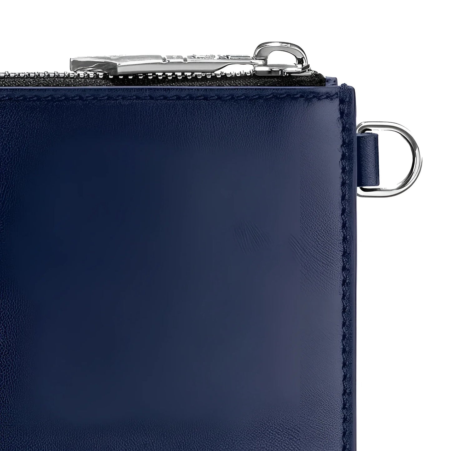 Portadocumenti meisterstück blu inchiostro in pelle blu con cerniera argento e anello metallico perfetto compagno elegante