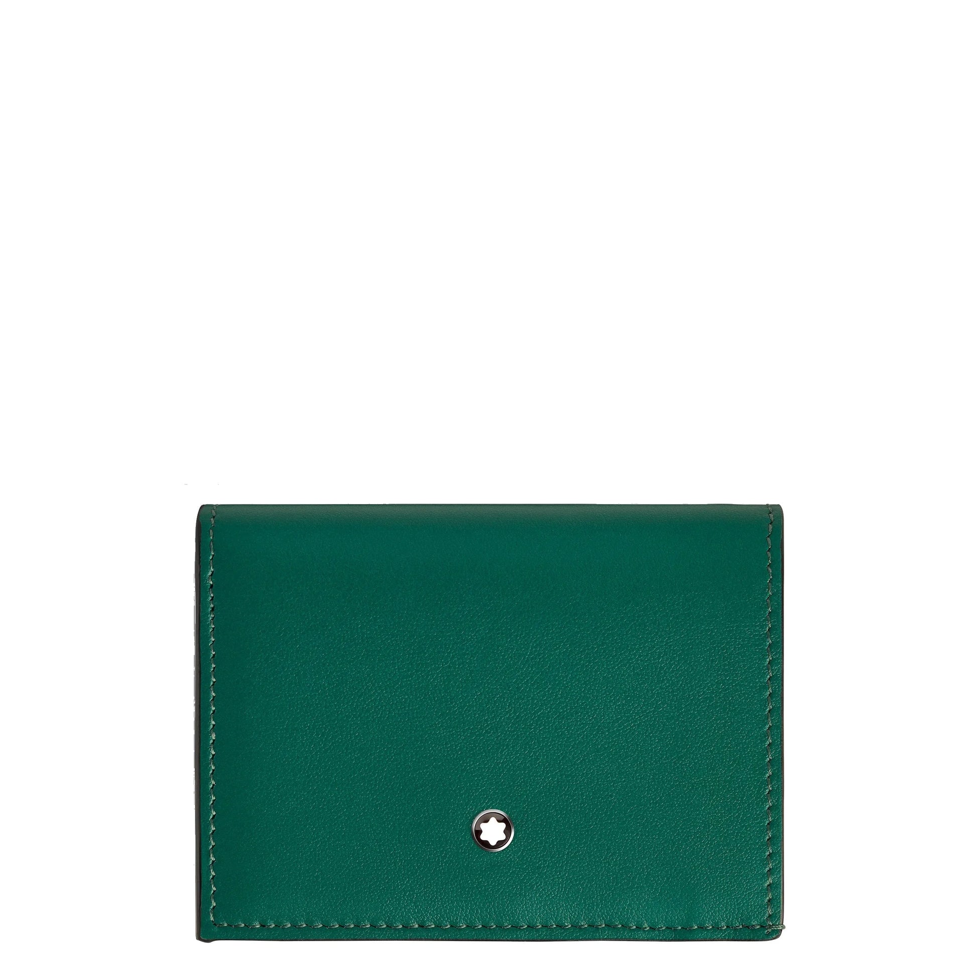 Portafoglio continental montblanc in sofisticata pelle morbida malachite verde con emblema a stella argentato centrale
