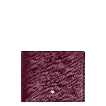 Montblanc portafoglio scomparti sartorial cassis in pelle stampa saffiano bordeaux con emblem montblanc argento