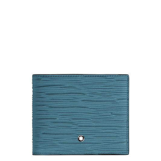 Portafoglio montblanc blu fumé in pelle texturizzata con stella argento modello 8 scomparti 4810 blu fumé offre eleganza