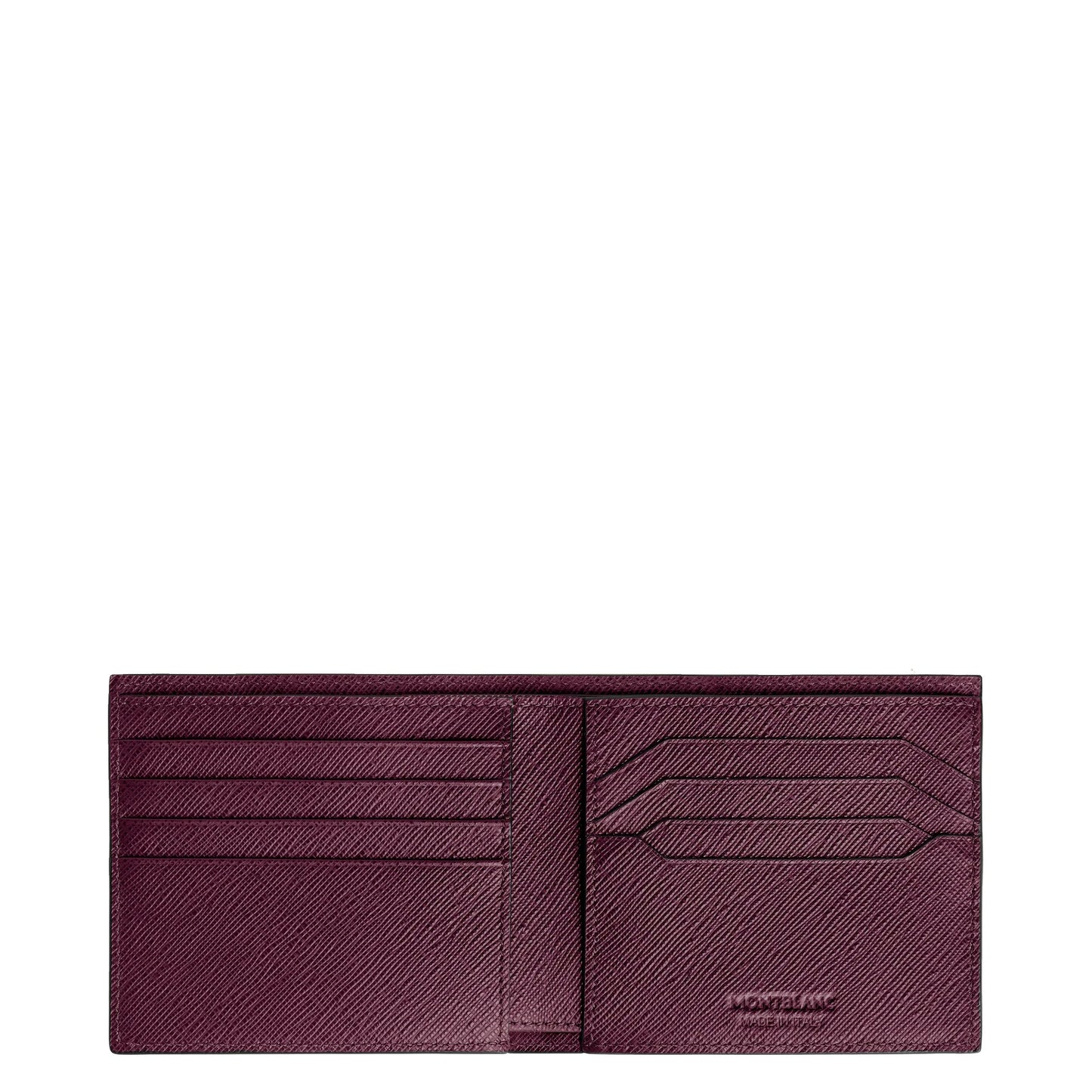 Portafoglio montblanc deep burgundy in pelle stampa saffiano con otto scomparti multi lime e cuciture precise