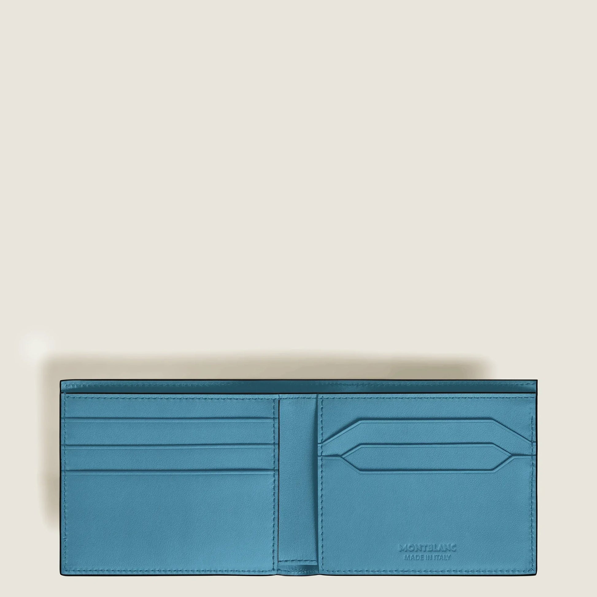 Portafoglio montblanc meisterstück blu fumé in pelle liscia con 6 scomparti lussuoso accessorio quotidiano realizzato