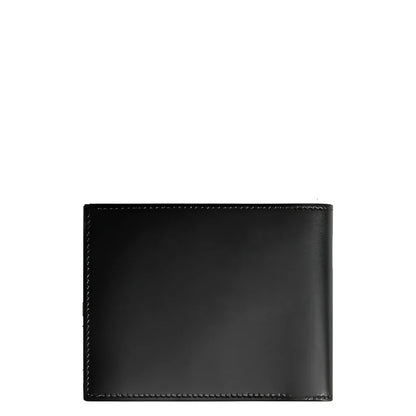 Montblanc portafoglio in pelle nera con porta carte amovibile blu legion e cuciture rifinite sui bordi