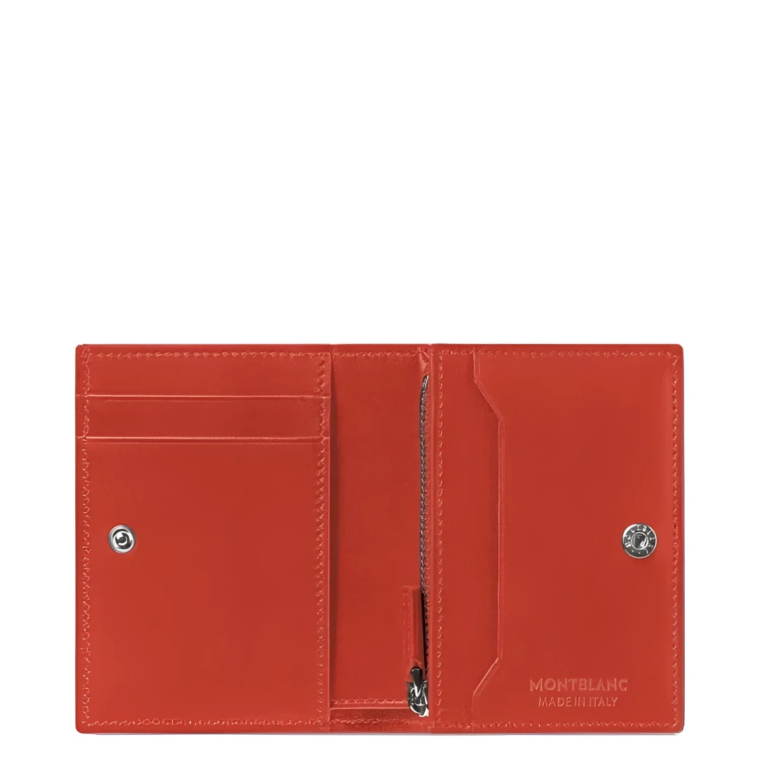 Portafoglio montblanc soft continental rosso in raffinata pelle morbida con hardware argento e scomparto con zip