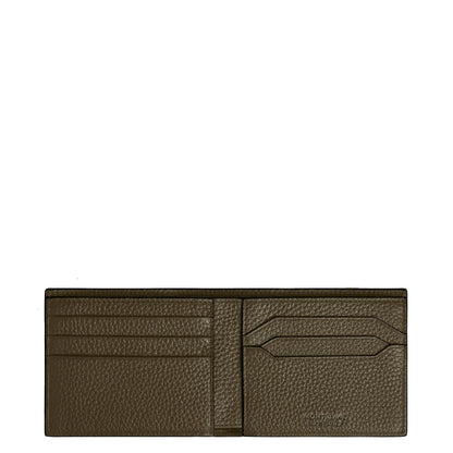Olive green textured leather montblanc portafoglio 6cc kaki with multiple card slots and subtle embossed logo