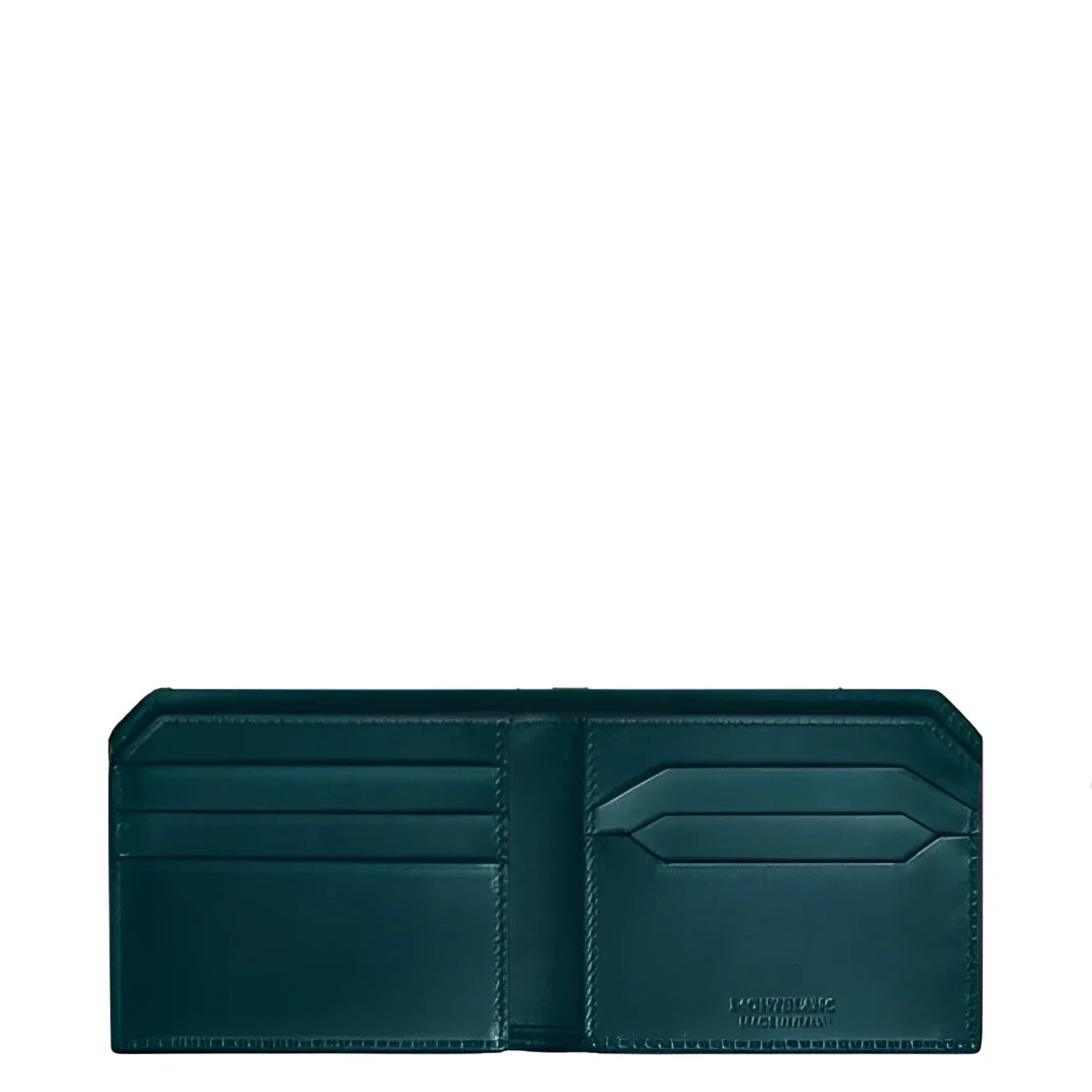 Portafoglio montblanc blu legion in pelle con porta carte amovibile e scomparti cuciti di colore verde scuro