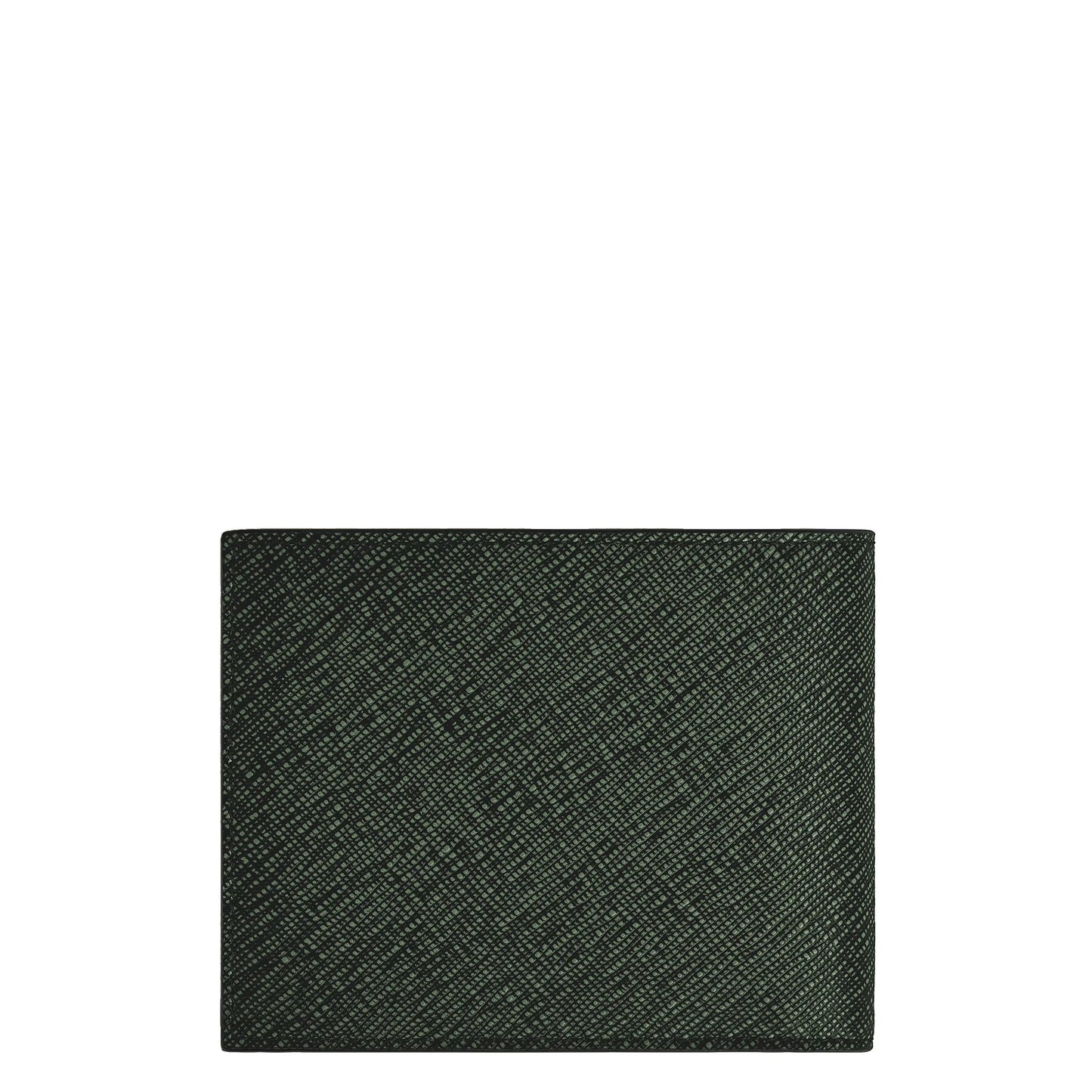Montblanc portafoglio in tweed kaki con 6 scomparti in pelle sartorial goffrata bicolore verde scuro con motivo crosshatch